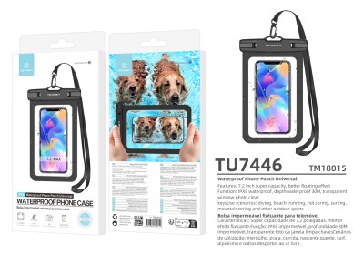 Techancy Mobile Phone Pouch À TU7446 Water Proof, 7.2 In. Deep À Waterproof, Black