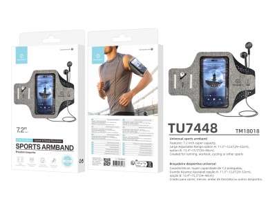 Techancy Sports Arm Bag TU7448, Compatible with 7.2' Cell Phones, Clear Touch Screen, Adjustable Siz