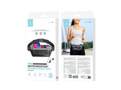 Techancy Sports Waist Pack TU7450, Adjustable Elastic Waistband, Large Capacity Phone Pouch, Black