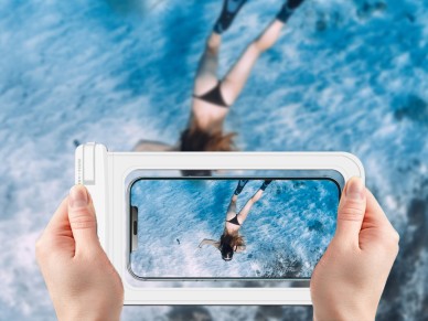Techancy Mobile Phone Pouch À TU7451 7.0 Inch Waterproof Ipx8 Waterproof, Clear Photos, White
