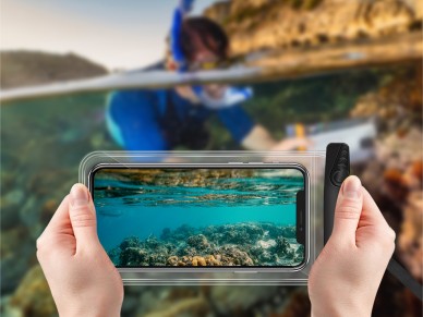 Techancy Mobile Phone Pouch À TU7451 7.0 Inch Waterproof Ipx8 Waterproof, Clear Photos, Black