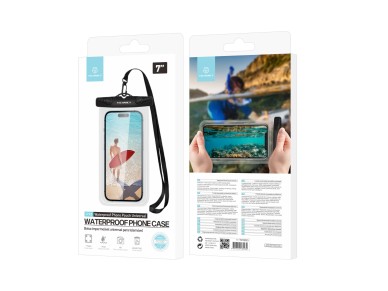 Techancy Mobile Phone Pouch À TU7451 7.0 Inch Waterproof Ipx8 Waterproof, Clear Photos, Black