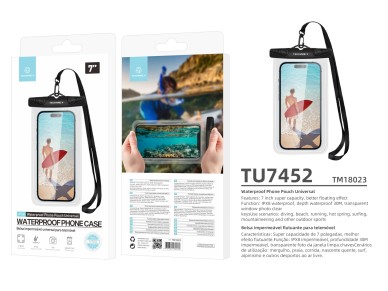Techancy Mobile Phone Pouch À TU7451 7.0 Inch Waterproof Ipx8 Waterproof, Clear Photos, Black
