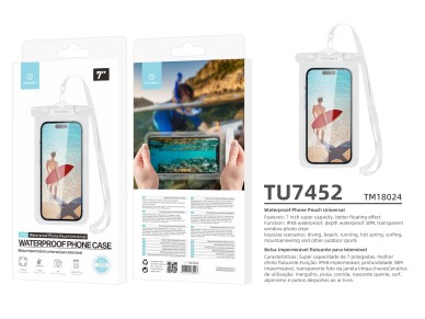 Techancy Mobile Phone Pouch À TU7451 7.0 Inch Waterproof Ipx8 Waterproof, Clear Photos, White