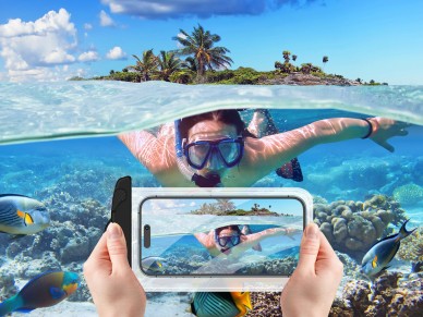 Techancy Cell Phone Case À Black Water Proof TU7453. Extra Large 7.2 Inch Capacity, À Ipx8