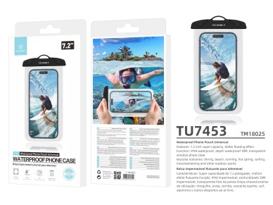 Techancy Cell Phone Case À Black Water Proof TU7453. Extra Large 7.2 Inch Capacity, À Ipx8