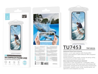 Techancy Cell Phone Case À White Water Proof TU7453. Extra Large 7.2 Inch Capacity, À Ipx8