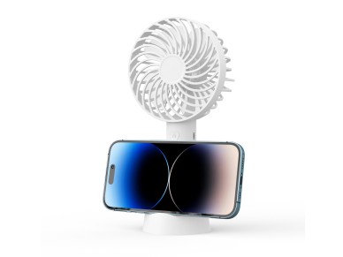 Ventilador USB Techancy KL7307 blanco con soporte, batería de litio recargable, 3 modos de velo