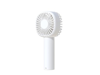 Techancy Mini USB Fan White KL7308 with Fan Holder, Rechargeable Lithium Battery, 3 Speed Modes