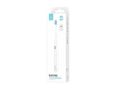 Techancy KH6200 White Electric Toothbrush, Vibrating Teeth Cleaner, Replaceable Brush Head, AA Batte