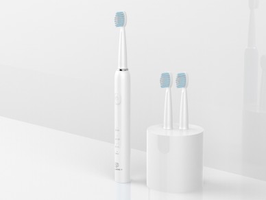 Techancy KH6201 White Electric Toothbrush, IPX7 Waterproof, Replaceable Brush Head, Rechargeable Bat