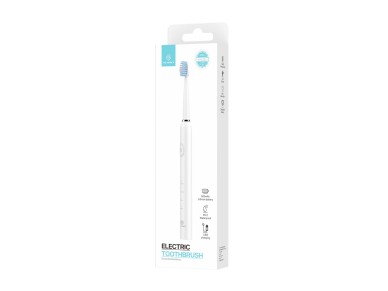 Techancy KH6201 White Electric Toothbrush, IPX7 Waterproof, Replaceable Brush Head, Rechargeable Bat