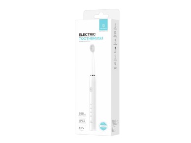 Techancy KH6203 White Electric Toothbrush, IPX7 Waterproof, Replaceable Brush Head, Rechargeable Bat