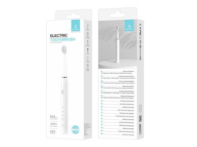 Techancy KH6203 White Electric Toothbrush, IPX7 Waterproof, Replaceable Brush Head, Rechargeable Bat