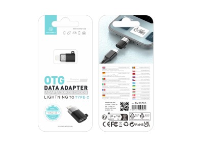 Techancy OTG Adapter KK2105, Lightning to Type-C, Supports Charging and Data Transfer, Compact and P