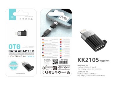 Techancy OTG Adapter KK2105, Lightning to Type-C, Supports Charging and Data Transfer, Compact and P