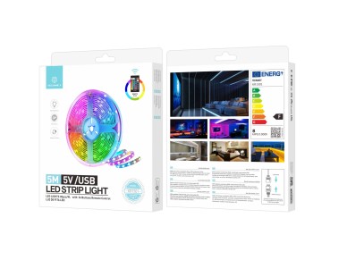 Techancy Fita Led 5m KR1501, Fonte De Alimenta��o 5v/Usb Com Controlo Sem Fios, Efeito Multicolor Rg