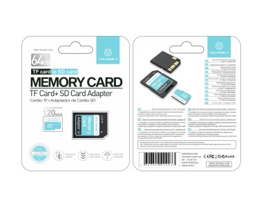 Techancy Cart�o De Mem�ria Micro Sd De Alta Velocidade LC1901,64GB Com Adaptador, Compat�vel Com Tel