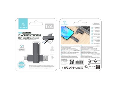 Techancy Unidade Flash Usb3.2 De Alta Velocidade LB2904, 128 GB, Conetor 2 Em 1 Tipo C E Usb-A, Comp
