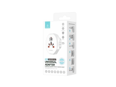 Techancy Adaptador De Viagem Branco MB2500, 2500w (M�x.) Ue Para Tomada Global Para Viagens Transfro