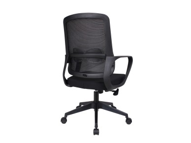 Techancy Black Computer Office Chair MD4900. Fabric seat. Curved lumbar support. Adjustable height a