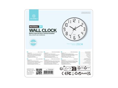 Reloj de pared Techancy ME2621, 25 cm de diámetro, grabado 3d, reloj silencioso para hogar, ofi