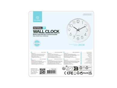 Reloj de pared Techancy ME2622, 30 cm de diámetro, grabado en 3D, reloj silencioso para hogar, 