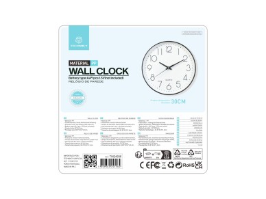 Reloj de pared Techancy ME2622, 30 cm de diámetro, grabado en 3D, reloj silencioso para hogar, 