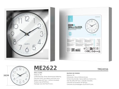 Reloj de pared Techancy ME2622, 30 cm de diámetro, grabado en 3D, reloj silencioso para hogar, 
