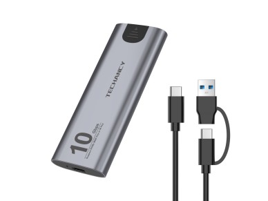 Techancy High-Speed Portable M.2 NVMe SSD Enclosure MF1301 Gray, 10Gbps with USB-C, Compatible and E
