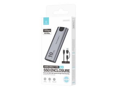 Techancy Caixa SSD M.2 NVMe port�til de alta velocidade MF1301 Cinza , 10 Gbps com USB-C, compat�vel