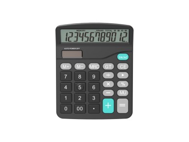 Techancy Calculadora de Mesa MK1167 12 D�gitos Dupla Energia Fun��o GT/MU ABS TM25002 Preto
