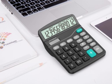 Techancy Calculadora de Mesa MK1167 12 D�gitos Dupla Energia Fun��o GT/MU ABS TM25002 Preto