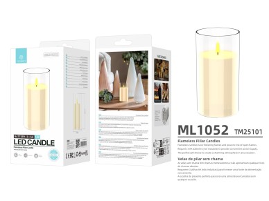 Techancy LED Candle ML1052 Flameless Pillar Transparent Cup Realistic Christmas Decoration Wedding P