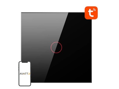 Smart Light Switch WiFi Avatto TS02-EU-B1 1 Way TUYA (black)