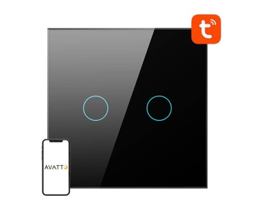 Smart Light Switch WiFi Avatto TS02-EU-B2 2 way (black)