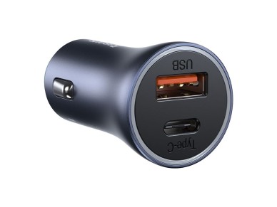 Cargador de coche Baseus Golden Contactor Pro 1x USB 1x USB-C QC 40W negro + cable Lightning - USB-C