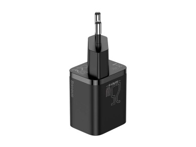 Carregador de parede Baseus Super Si PD 25W 1x USB-C preto + USB-C - cabo USB-C
