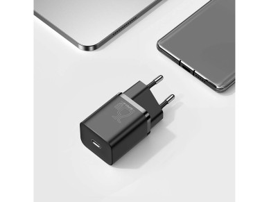 Carregador de parede Baseus Super Si PD 25W 1x USB-C preto + USB-C - cabo USB-C