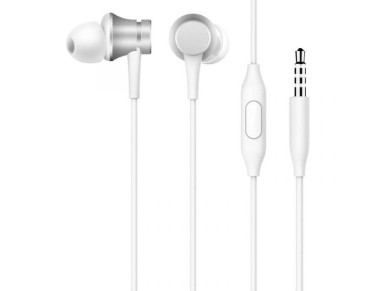 Fones de ouvido intra-auriculares b�sicos Xiaomi Mi com microfone, conector de 3,5 mm, prateados