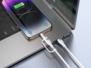 Techancy TB1744 2-in-1 Fast Charging Cable 1m USB-C to USB-C 60W and USB-C to Lightning 27W Durable 