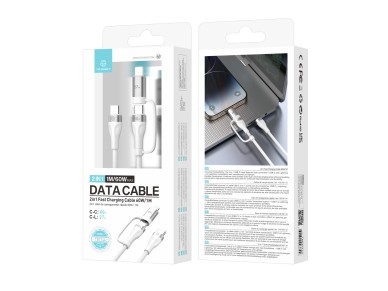 Techancy TB1744 2-in-1 Fast Charging Cable 1m USB-C to USB-C 60W and USB-C to Lightning 27W Durable 