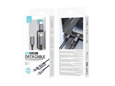 Cable de carga r�pida Techancy TB1743 2 en 1 de 1 m, USB-C a USB-C de 60 W y USB-C a Lightning de 27