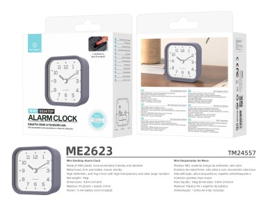 Reloj despertador de escritorio silencioso Techancy Mini ME2623, n�meros grandes, espejo HD, cuerpo 