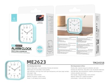 Reloj despertador de escritorio silencioso Techancy Mini ME2623, n�meros grandes, espejo, cuerpo de 
