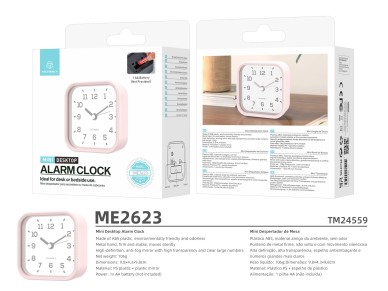 Reloj despertador de escritorio silencioso Techancy Mini ME2623, n�meros grandes, espejo HD, cuerpo 