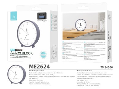 Reloj despertador de escritorio silencioso Techancy Mini ME2624, con n�meros grandes, espejo y cuerp