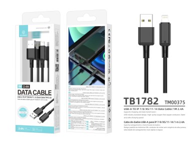 Cable USB A Techancy para iPhone TB1782 (1 m, 2,4 A, carga r�pida y datos, iPhone 7, 8, XS, 11, 12, 