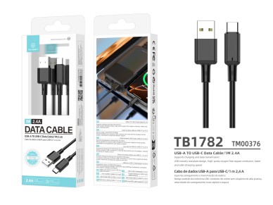 Techancy Cabo USB A para USB C TB1782 1m 2.4A Carregamento rapido e dados para Android Telemovel Tab