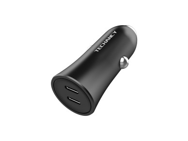 Techancy Carregador de carro 40W Dual USB C PD PPS QC3.0 TC6429 Carregamento rapido 12V 24V Preto
